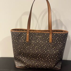 Michael Kors Brown Tote with Gold Star Accents